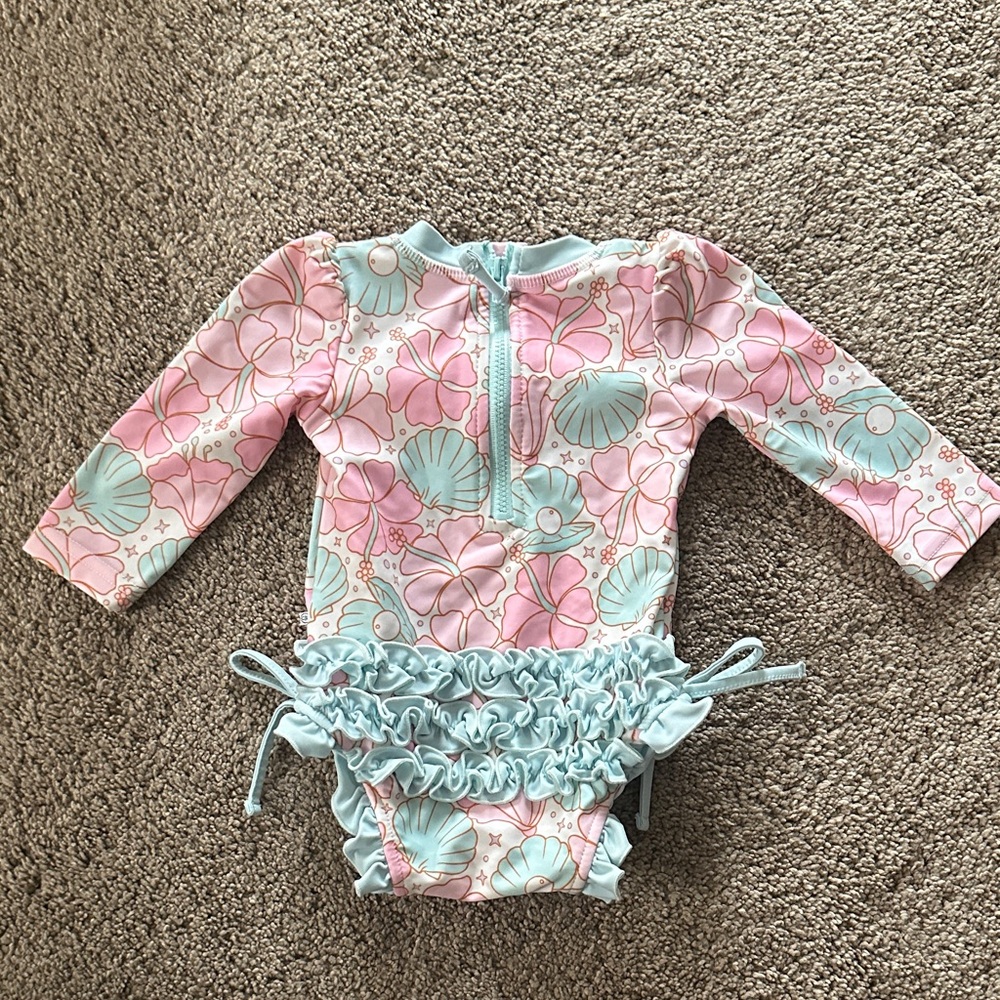 caden lane ocean pearl swimsuit 0-3 months matching hat size XS - Picture 2 of 4